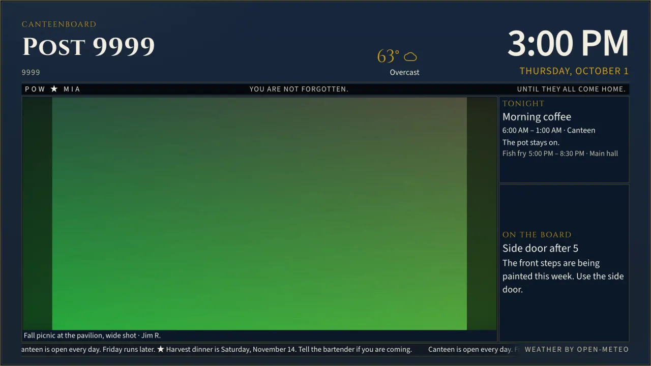 Photo layout, with a member photograph filling most of the screen